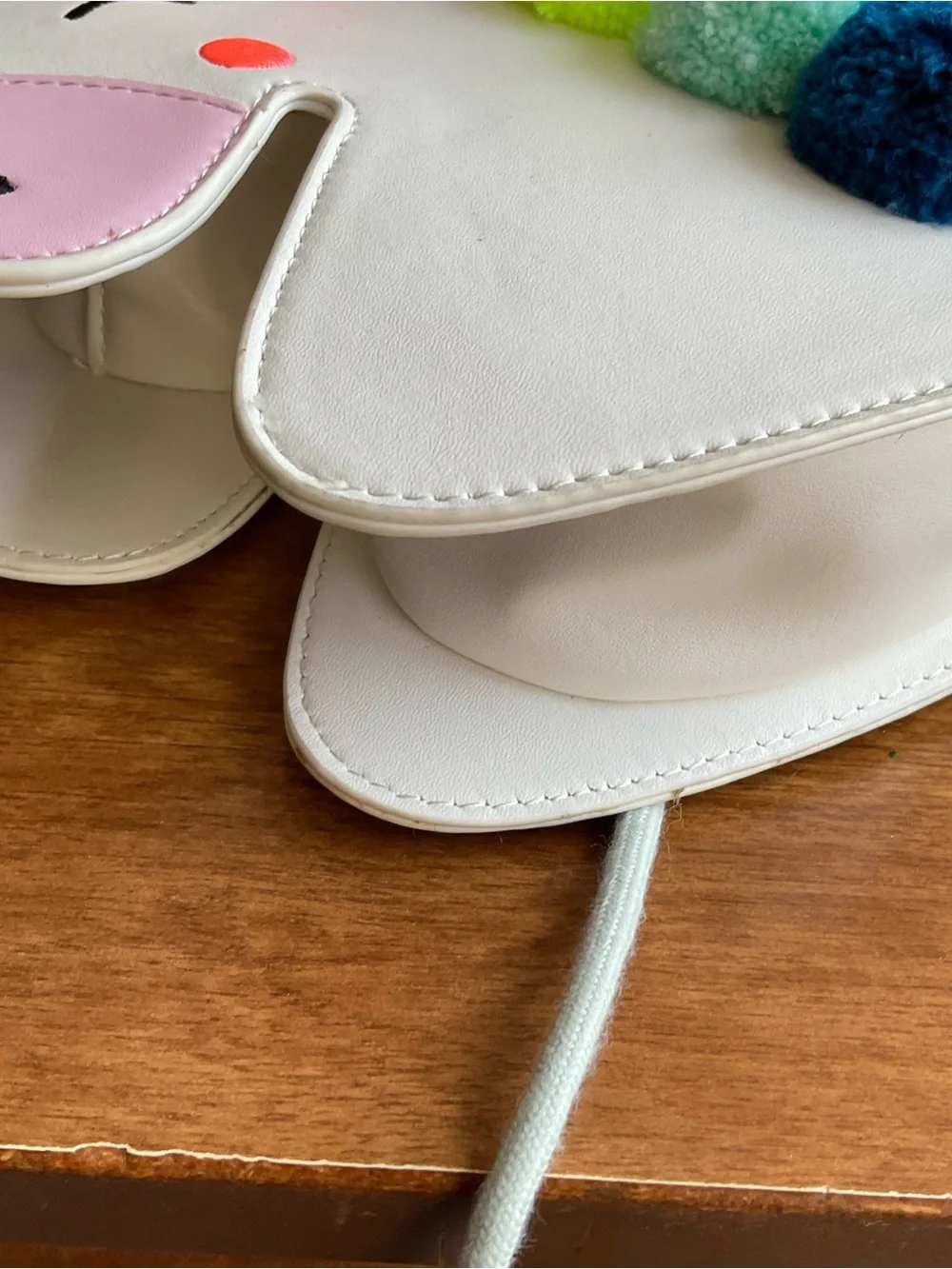 Unicorn Kids Crossbody Bag - White with Rainbow Pom-Poms